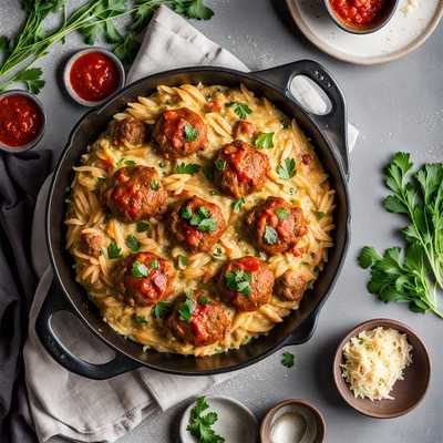 Creamy Baked Orzo With Meatballs