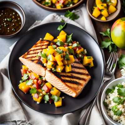 Grilled Salmon With Mango Peach Salsa